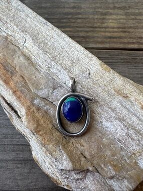Native American Sterling SIlver Pendant with Azurite